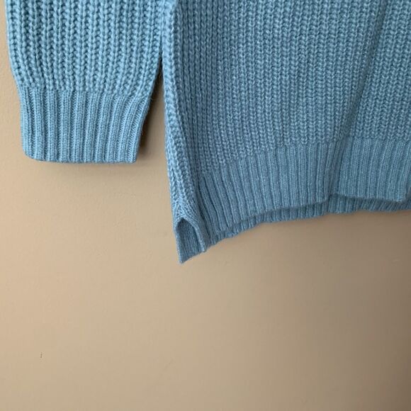 Talbots Size XS Cable Knit Sweater Light Blue Ribbed Pullover Wool Blend NEW! B7 - Picture 3 of 6